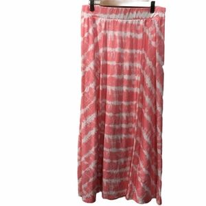 Maurices Pink and White Tie-Dye Maxi Skirt